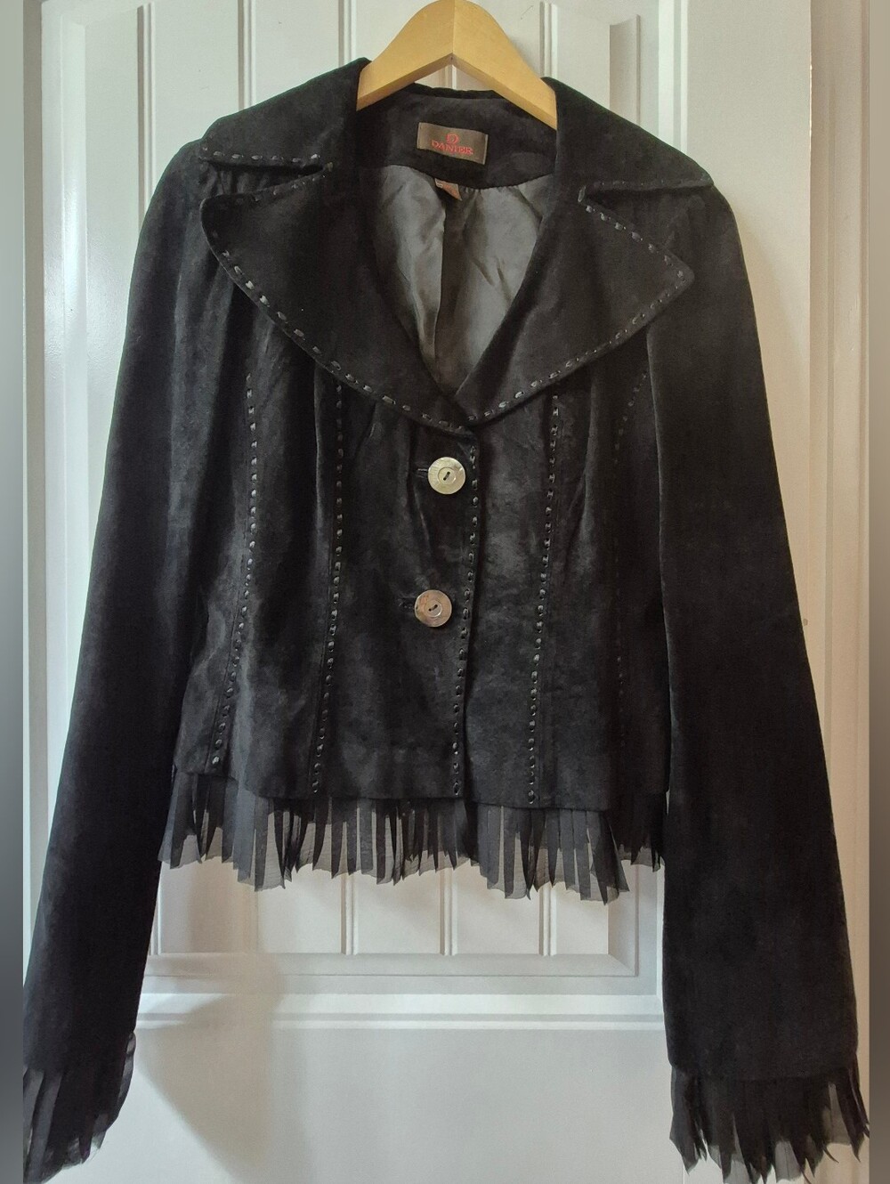 Womens Vintage Danier Y2K Black Genuine Suede Jacket Size Small